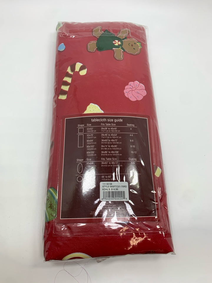 NIP GINGERBREAD TOSS VINYL TABLECLOTH.