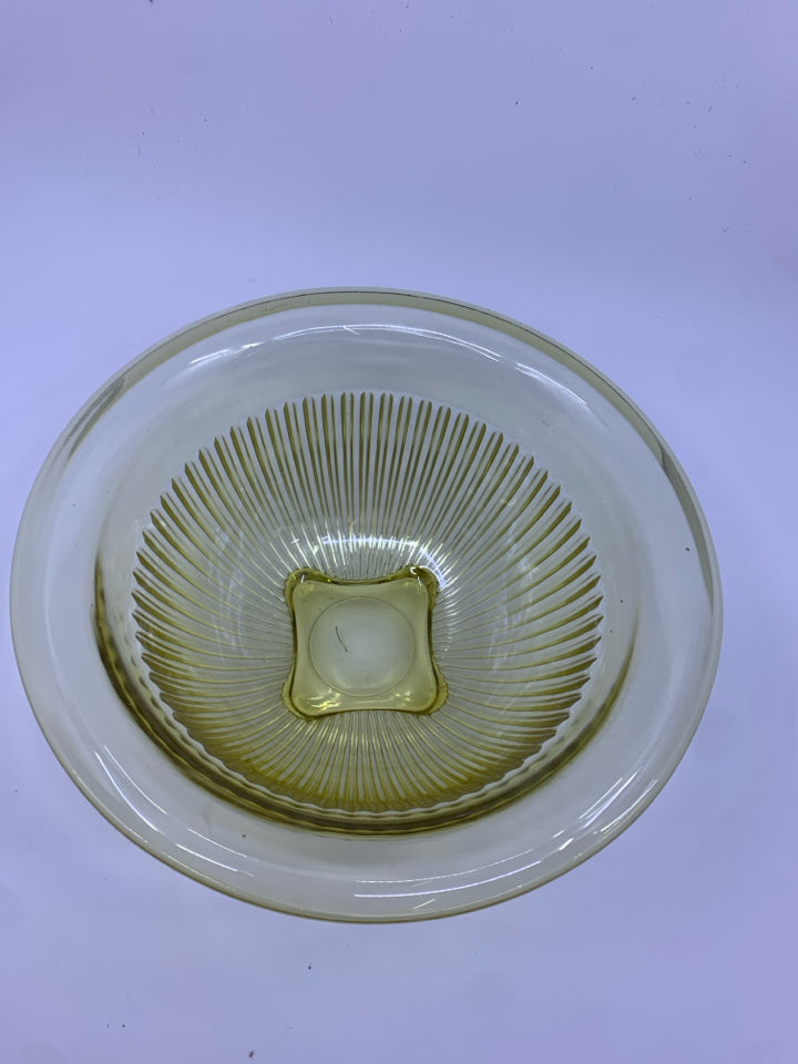 3 VTG RIBBED GLASS MIXING BOWLS.