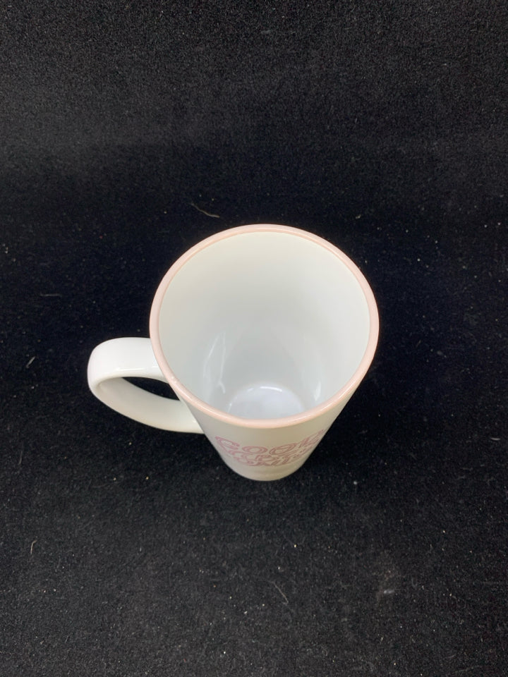 WHITE W/ PINK "GOOD VIBES" SAYING.