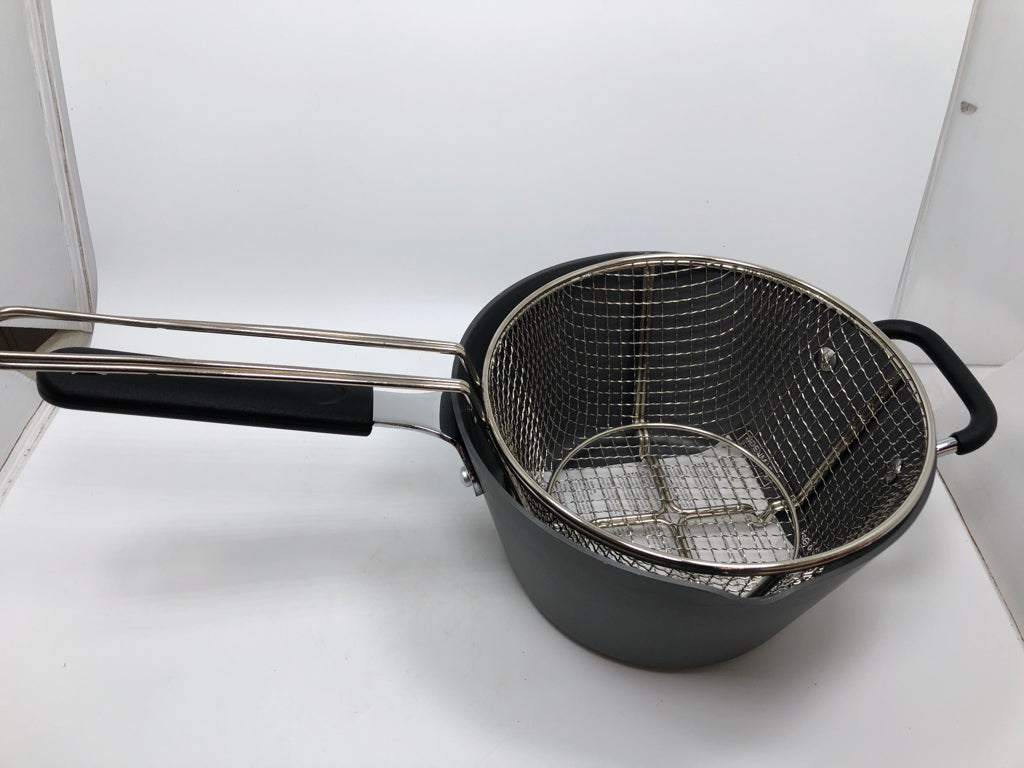 DENMARK HARD ANODIZED DEEP FRY PAN+ LID.