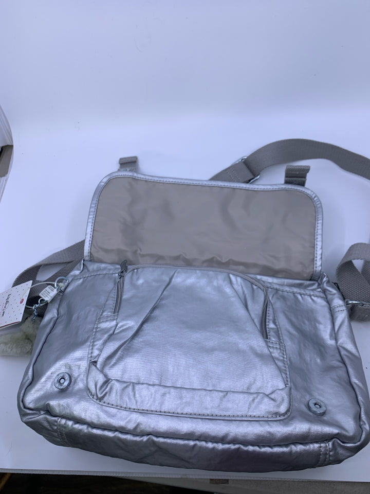 Kipling Gracy Platinum Metallic Shoulder Bag- New With Tags