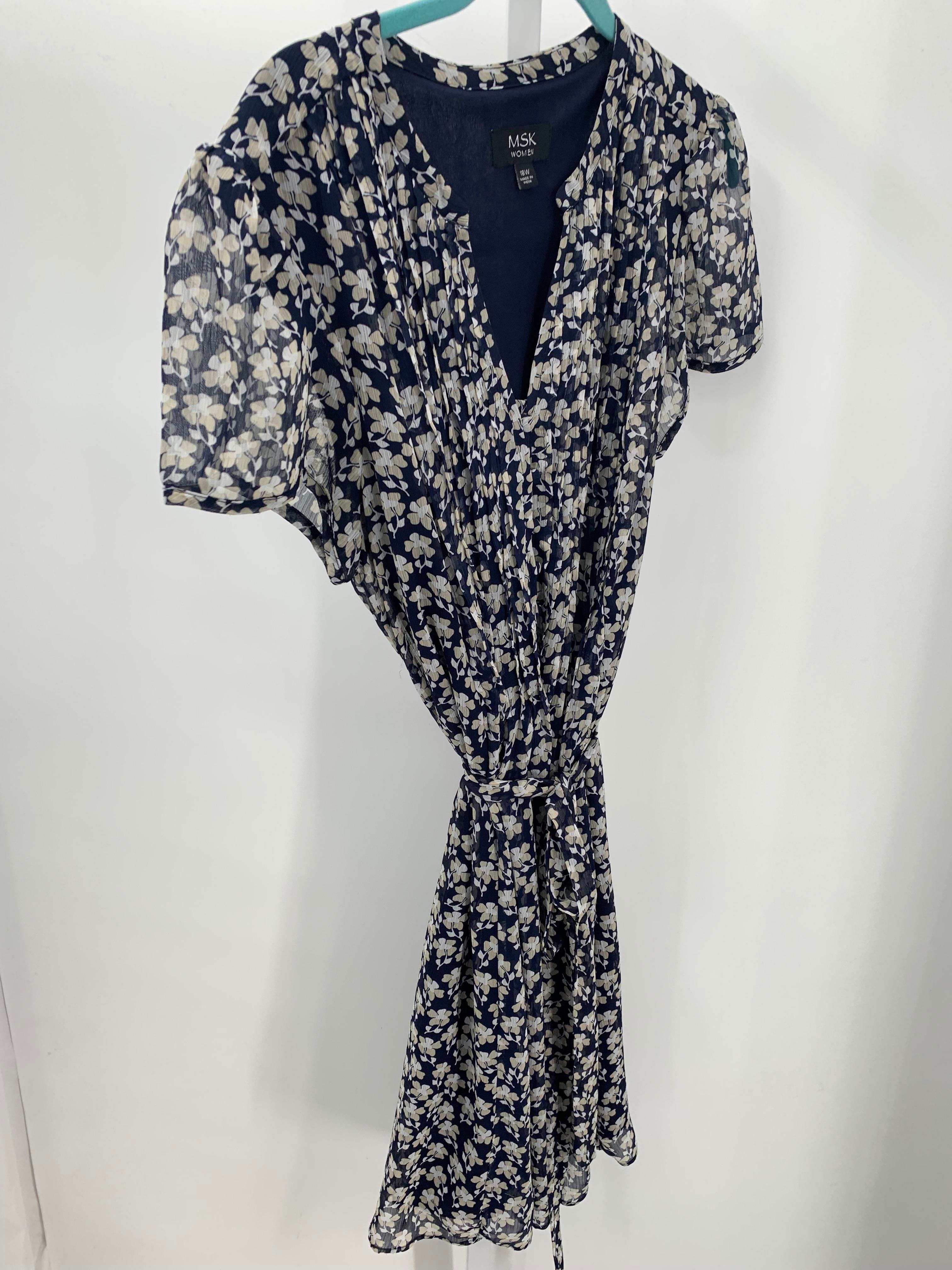 MSK Size 18 W Womens Short Sleeve Dress