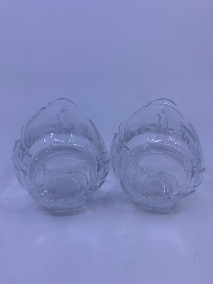 2 CLEAR TULIP CANDLE HOLDERS.