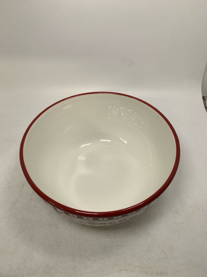 RED STRIPED POPCORN BOWL.