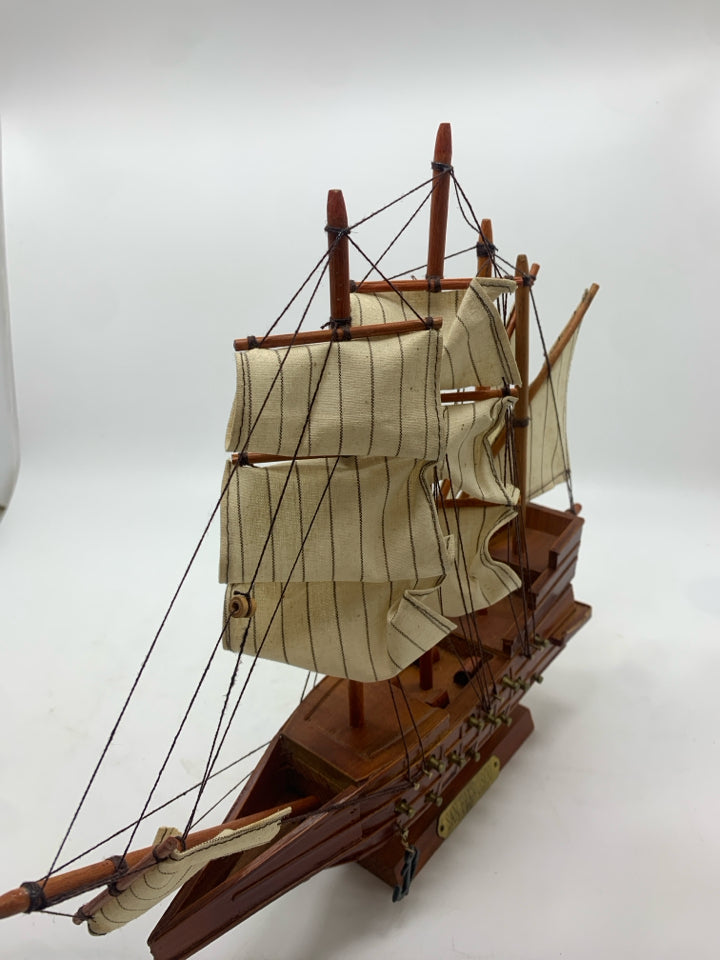 SAN FRANCISCO MODEL WOOD SHIP W/FABRIC SAILS.