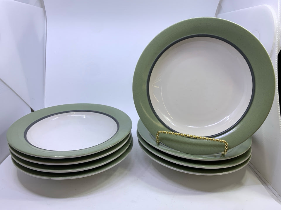 8 FLAT RIM LARGE BOWLS.