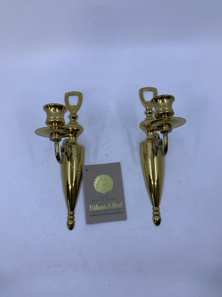 2 SOLID BRASS WALL SCONCES.