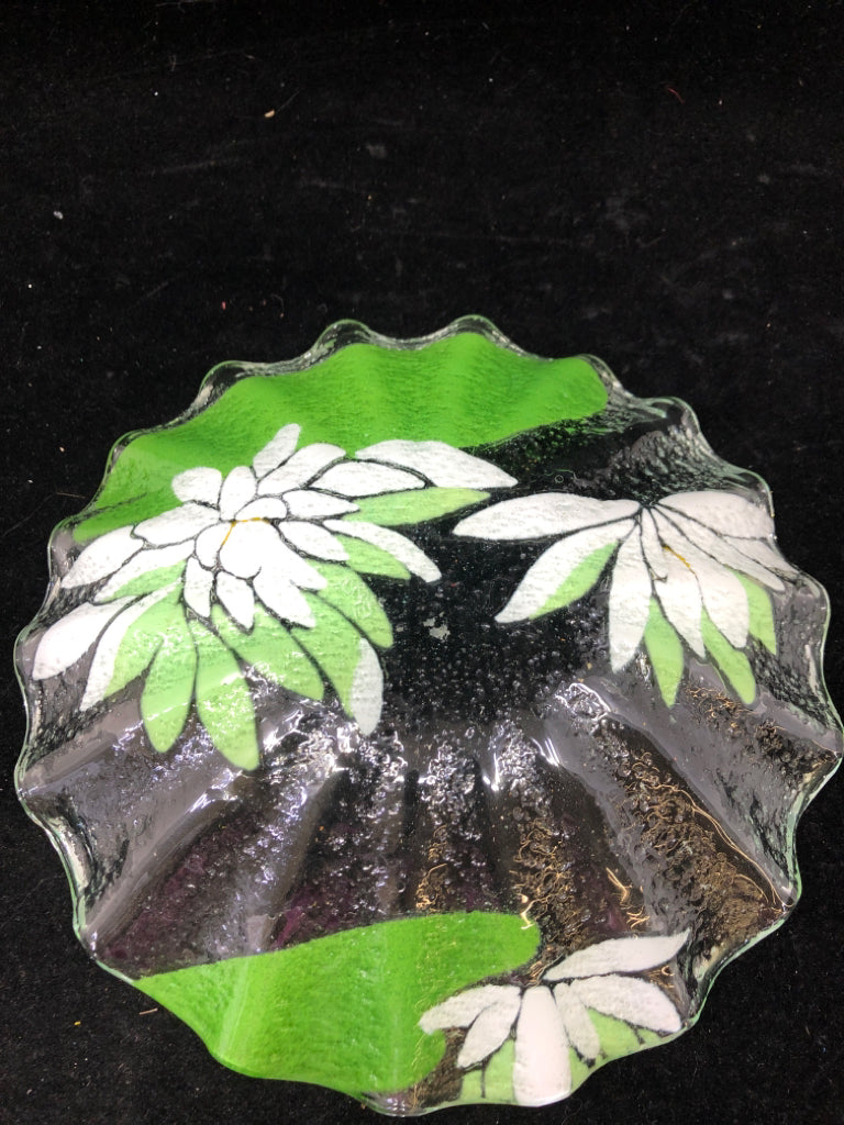 FUSED GLASS WATER LILY PLATE.