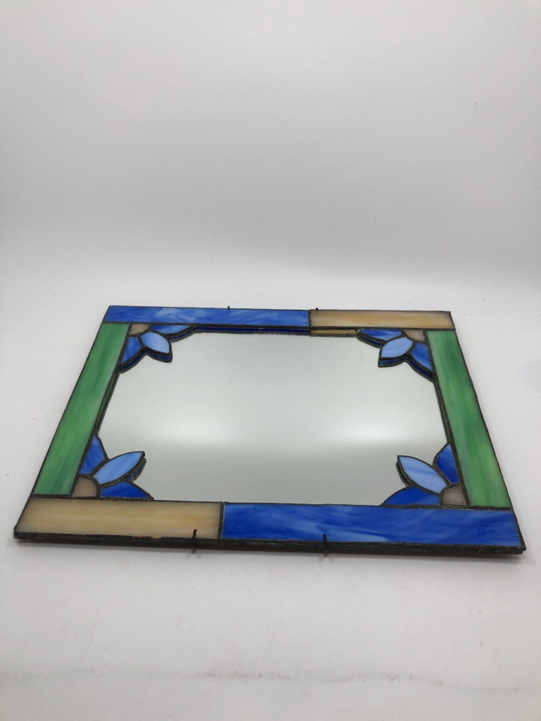 STAINED GLASS FLOWER MIRROR HANGING.