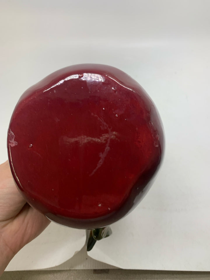 CERAMIC DARK RED APPLE TART WARMER.