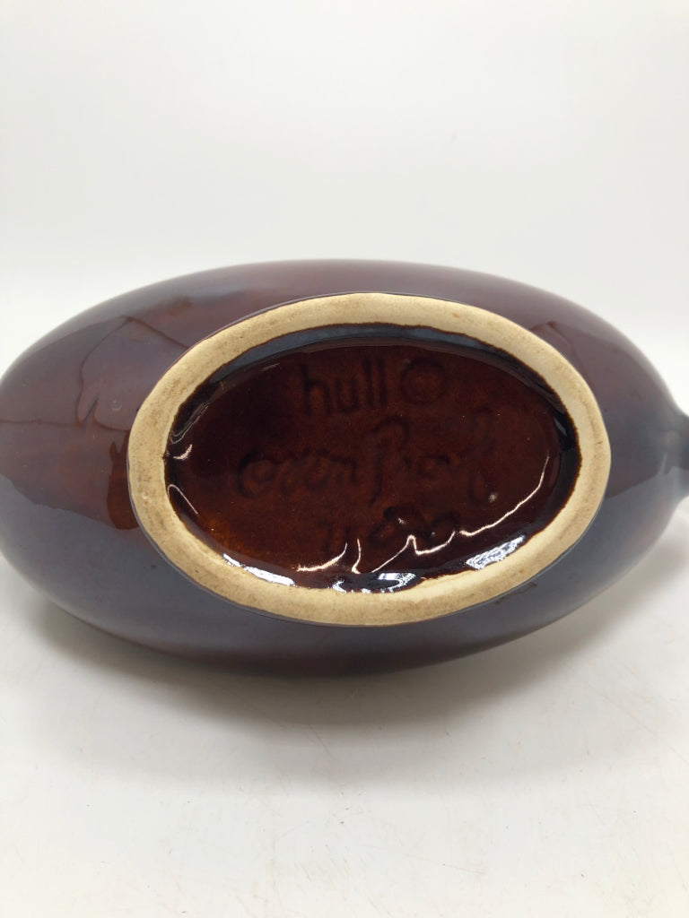 VTG BROWN DRIP GLAZE GRAVY BOAT.