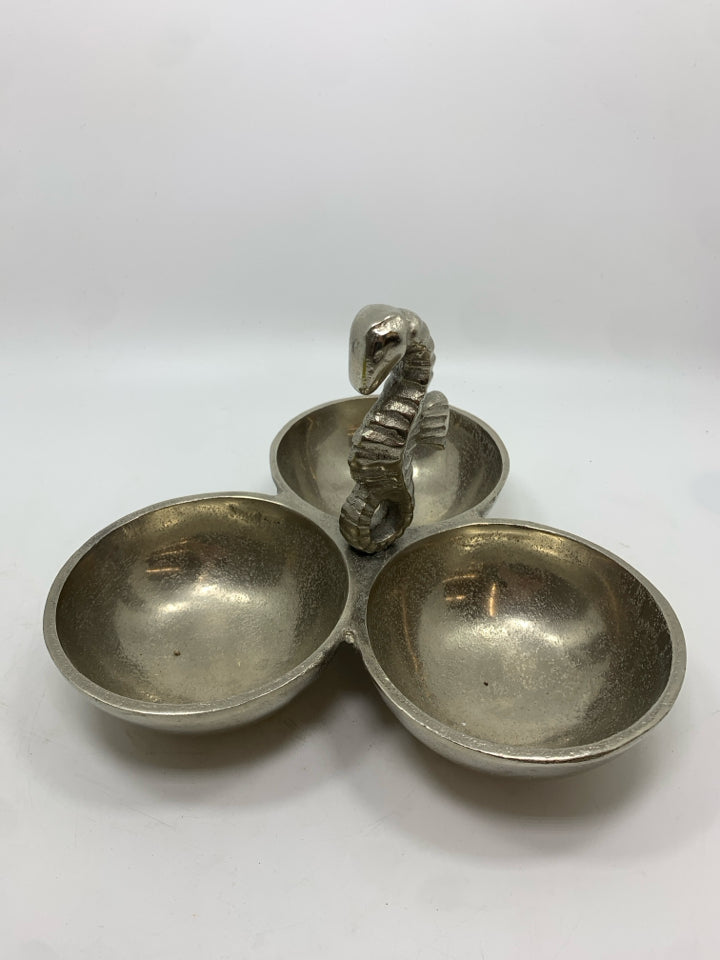 3 SECTION METAL SEAHORSE TRAY.