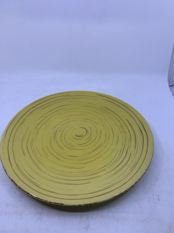 YELLOW W/ BROWN SWIRL SERVING PLATTER.