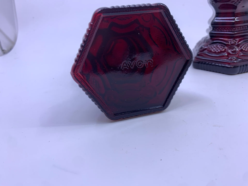 2 VTG CRANBERRY TAPER CANDLE HOLDER- EMPTY BOTTLES.