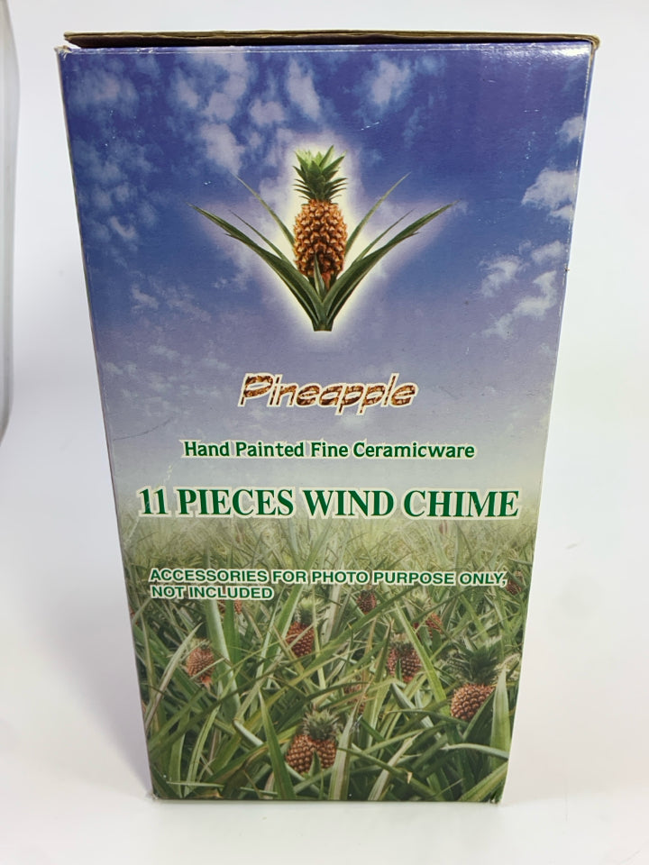 NIB CERAMIC PINEAPPLE WIND CHIME.