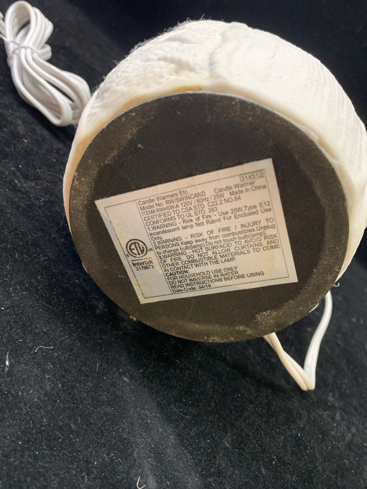 WHITE SWEATER PATTERN WAX WARMER.