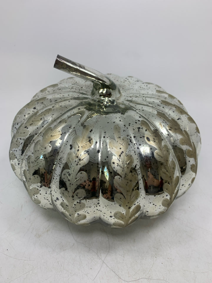 MERCURY GLASS ETCHED PUMPKIN- POTTERY BARN.
