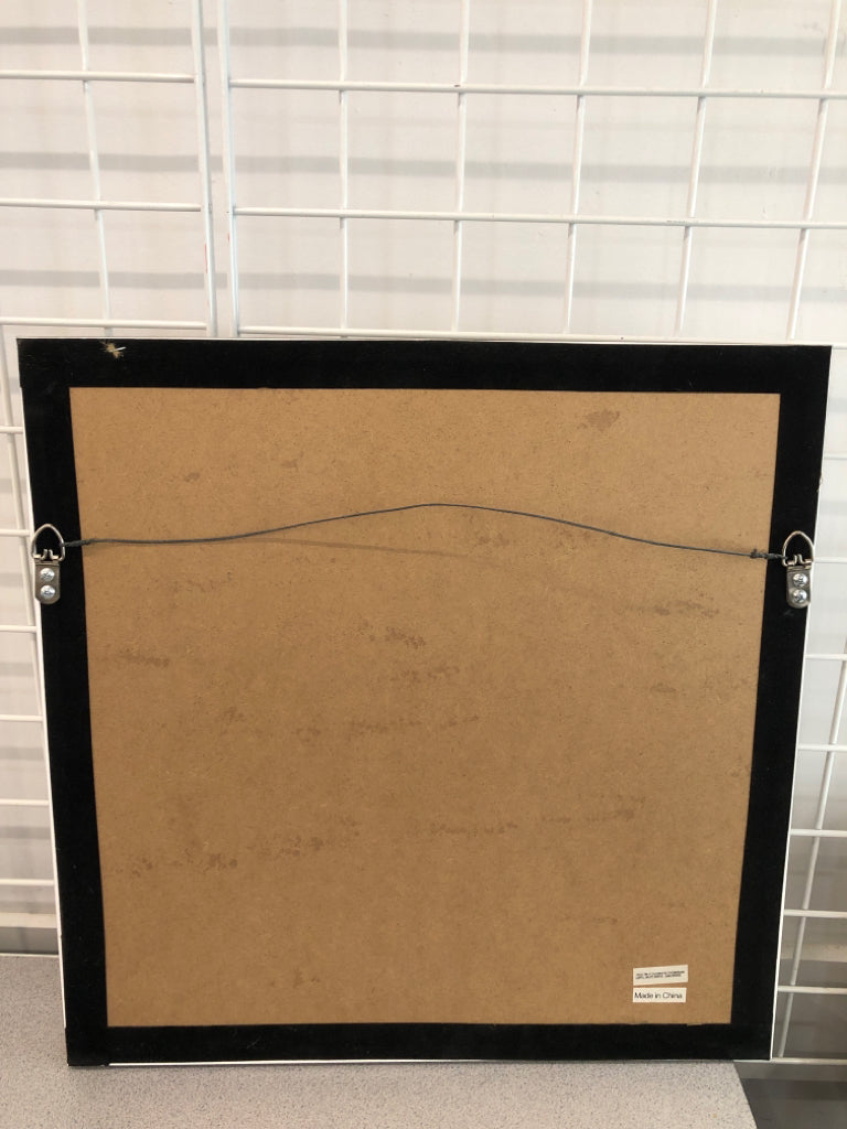 WOVEN PAPER DECOR IN BROWN FRAME.