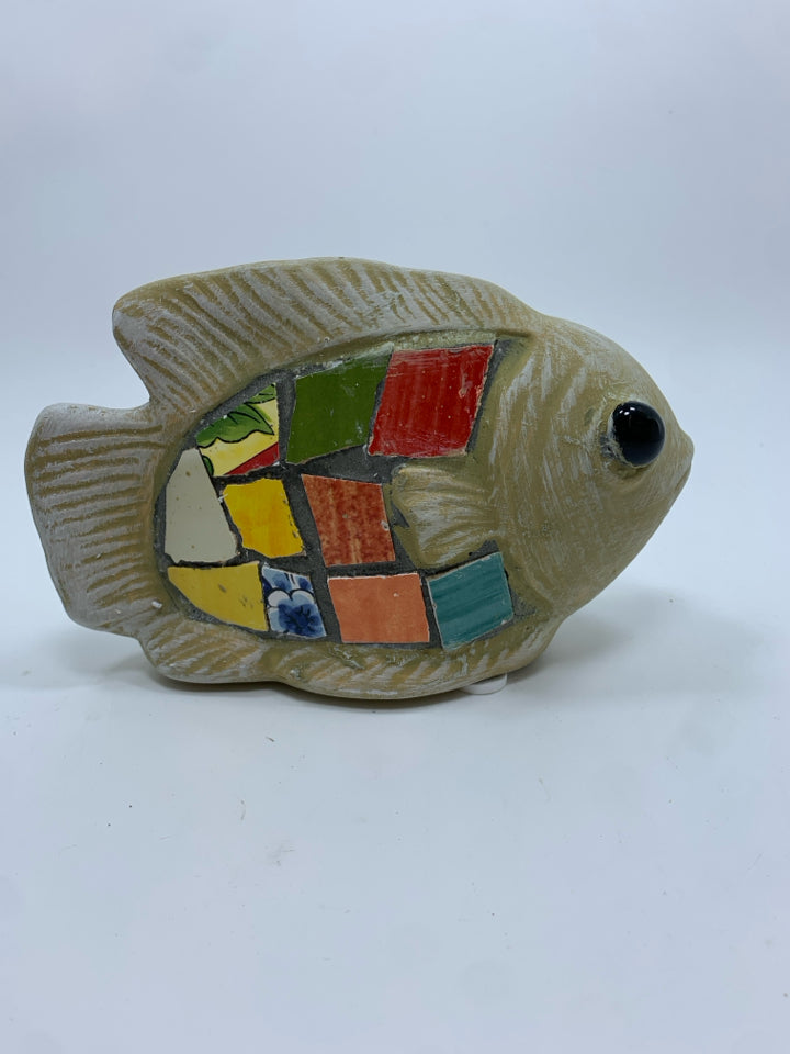MOSAIC FISH GARDEN STATUE.