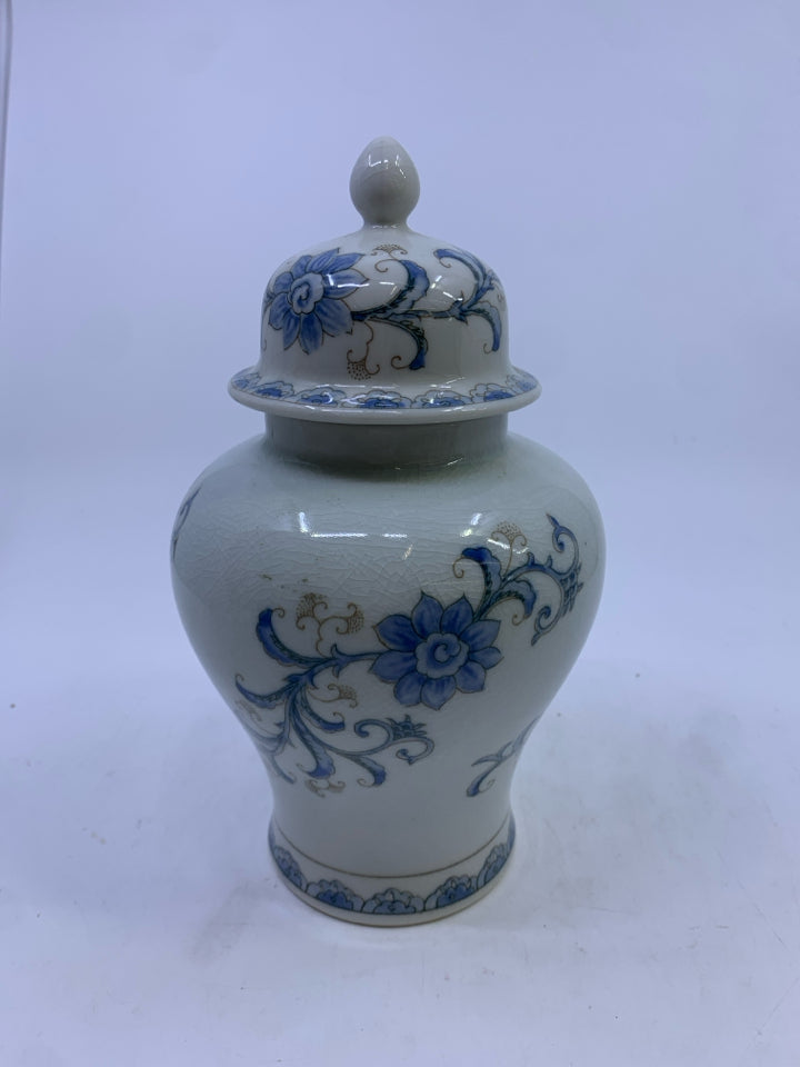 BLUE FLORAL GINGER JAR.