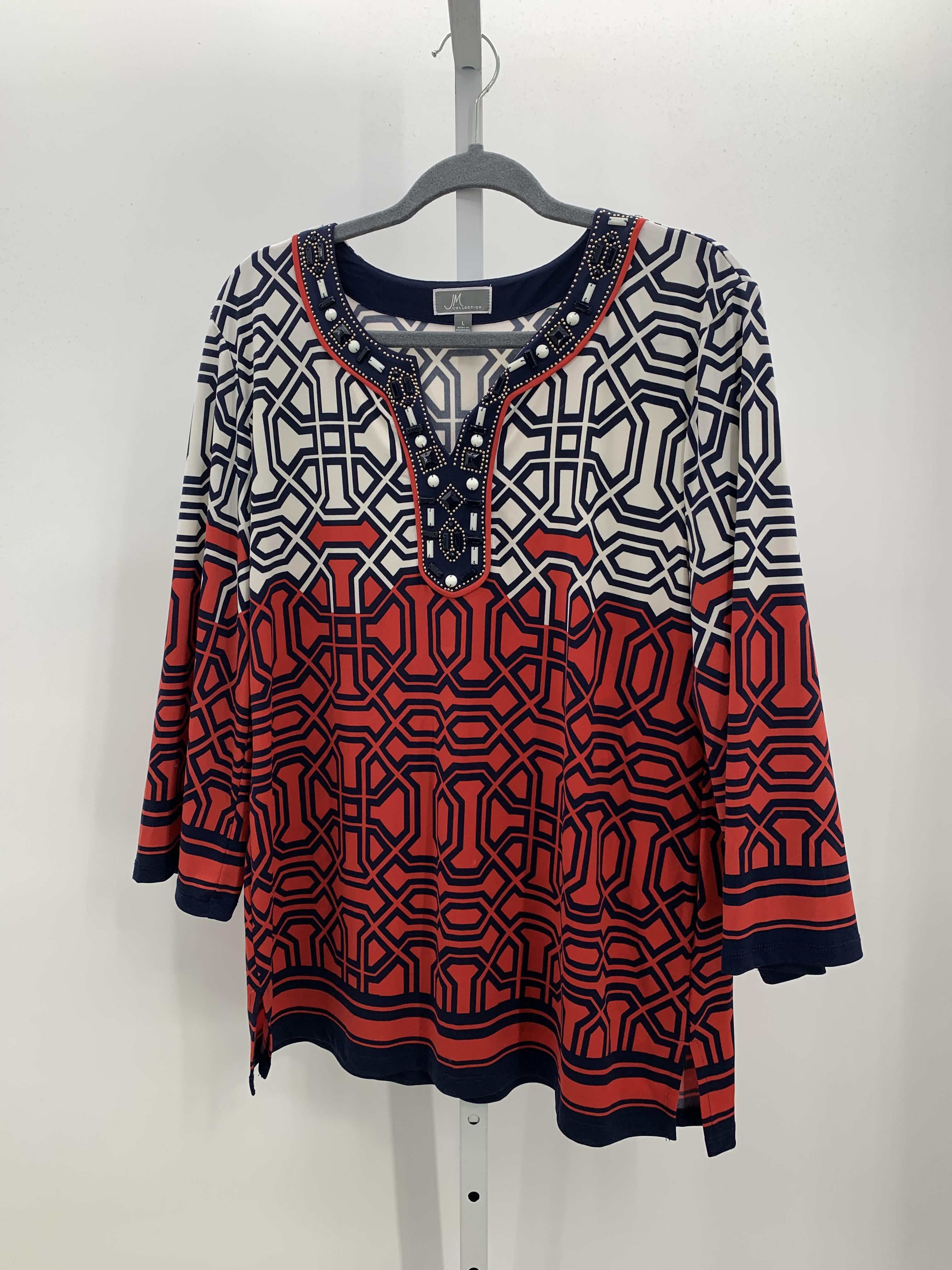 JM Collection Size Large Misses 3/4 Sleeve Shirt