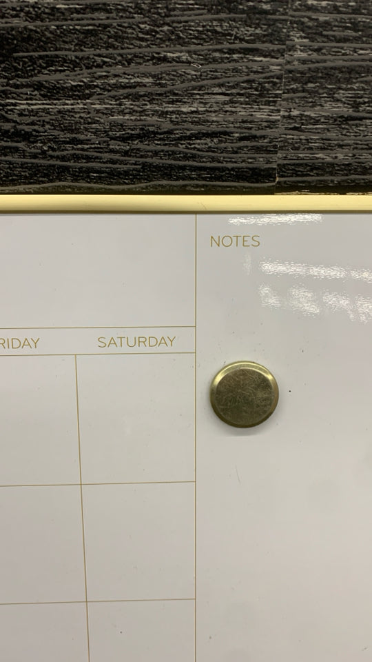 WHITE-BOARD CALENDAR W/GOLD BORDER.