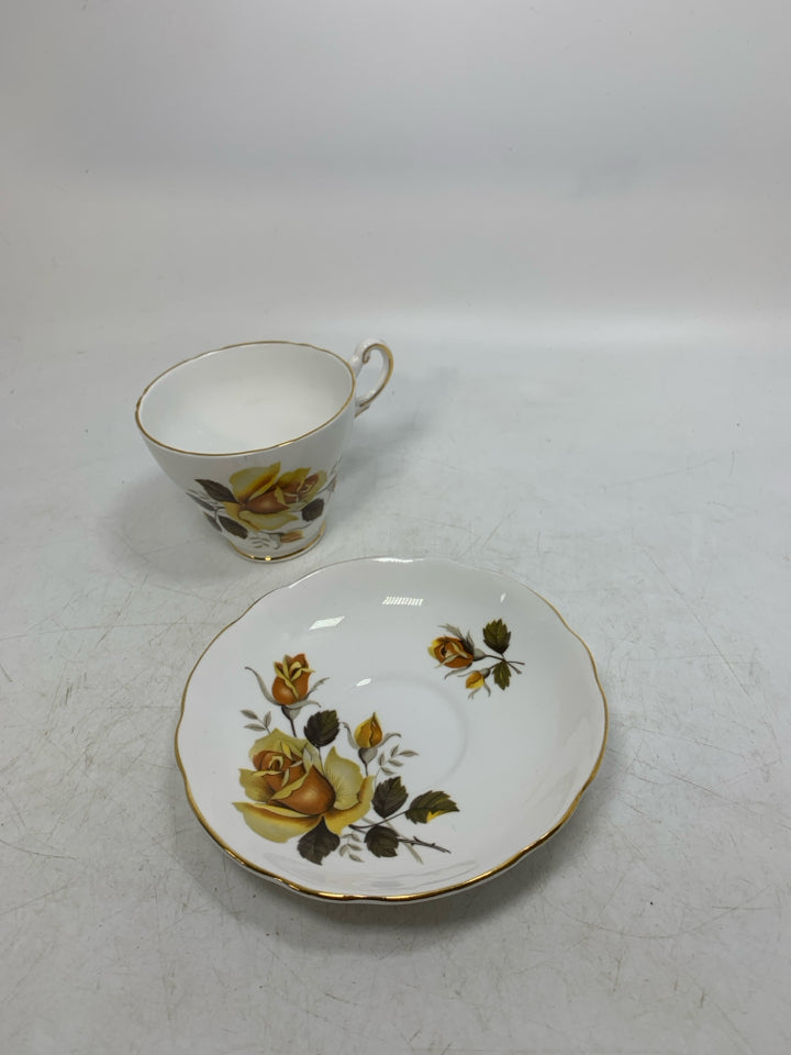 BURNT ORANGE ROSES TEACUP.