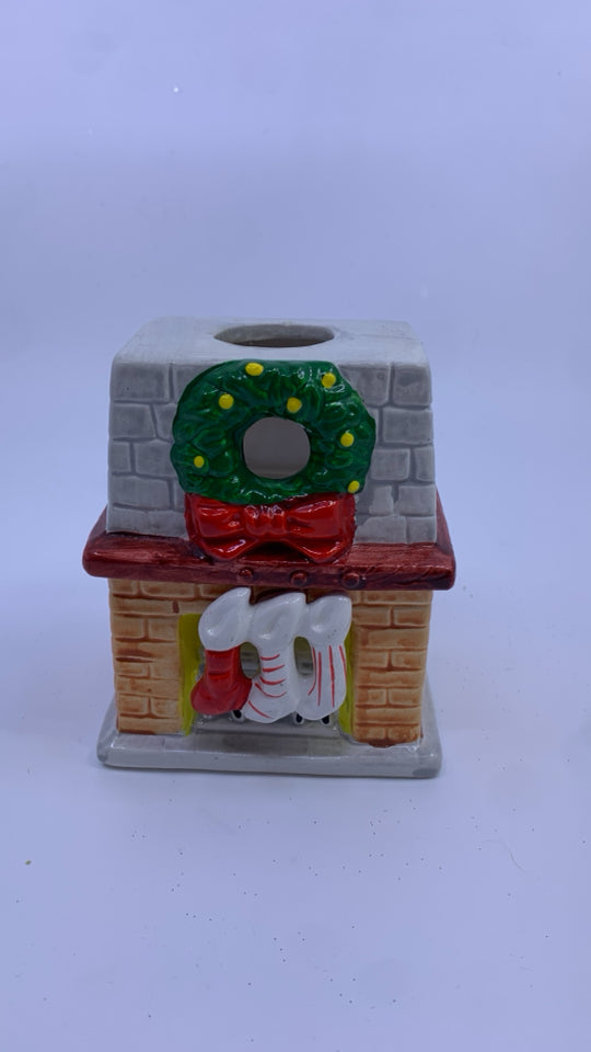 CERAMIC FIREPLACE TEA LIGHT CANDLE HOLDER.