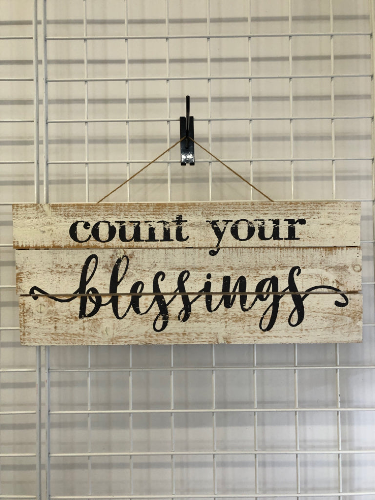 COUNT YOUR BLESSING WOODEN BLOCK WALL-HANGING.
