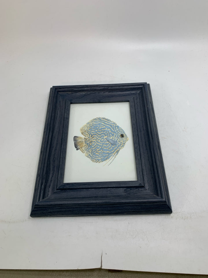 NAVY BLUE FRAME W/ FISH PICTURE.
