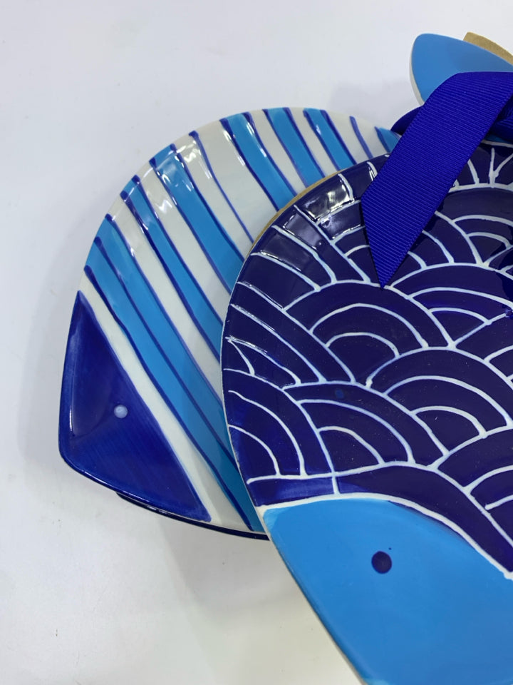 NWT 4 BLUE PONTUS FISH PLATES.