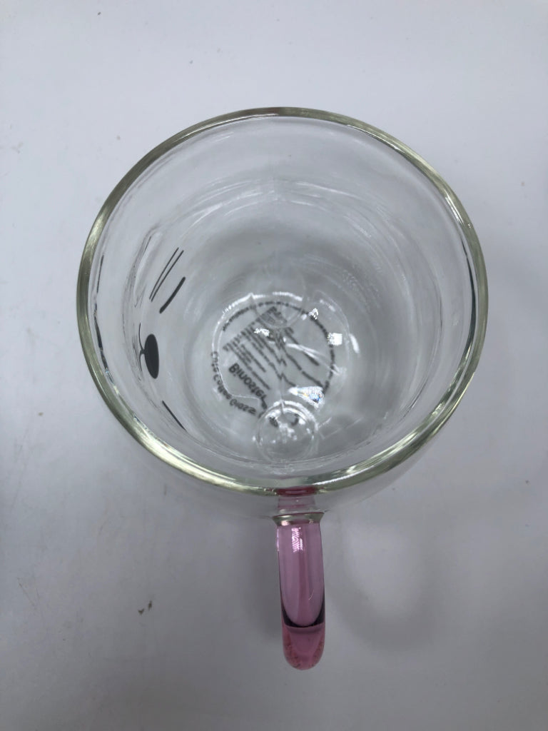 NIB CAT DOUBLE WALL GLASS CUP.