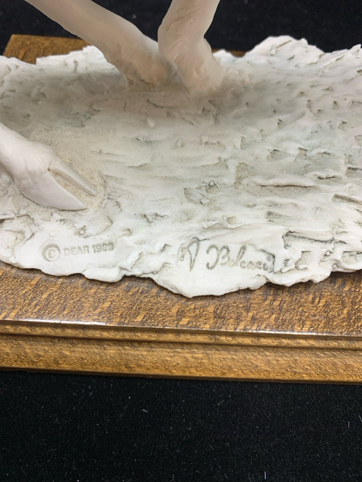 PORCELAIN HORSE FIGURINE ON WOOD BASE- ARNALDO BELCARI.