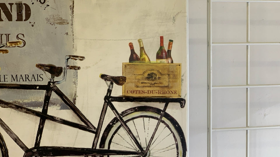 BIKE W SUNFLOWERS CANVAS WALL ART.