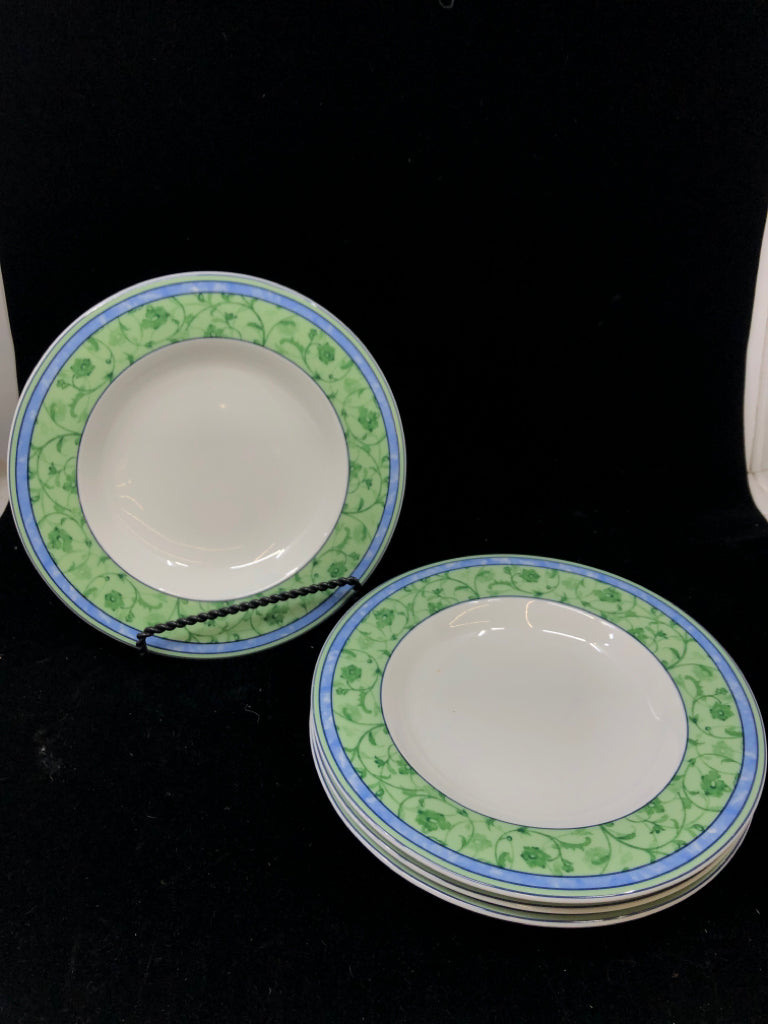 4 WEDGWOOD WATERCOLOUR RIM SOUP BOWL.