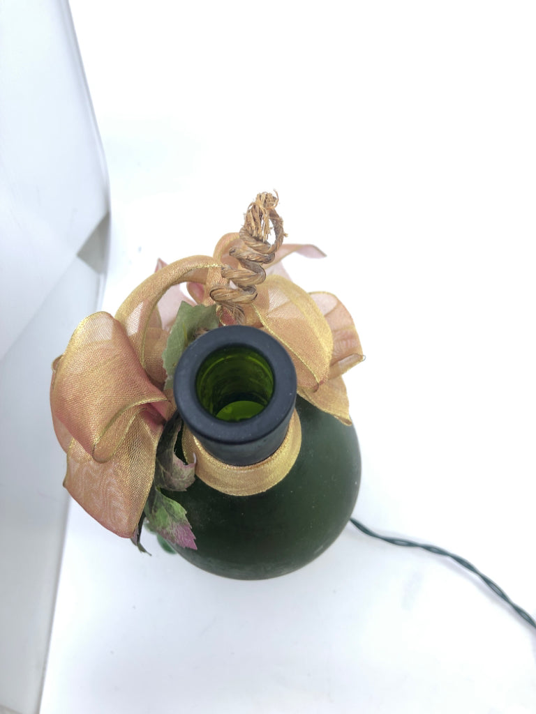 GREEN FROSTED LIGHT UP WINE BOTTLE.