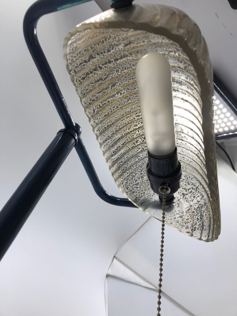 MERCURY GLASS BANKERS LAMP.