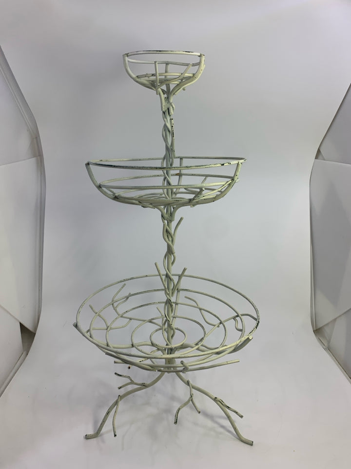 3-TIER WHITE BRANCH STYLE BASKET.