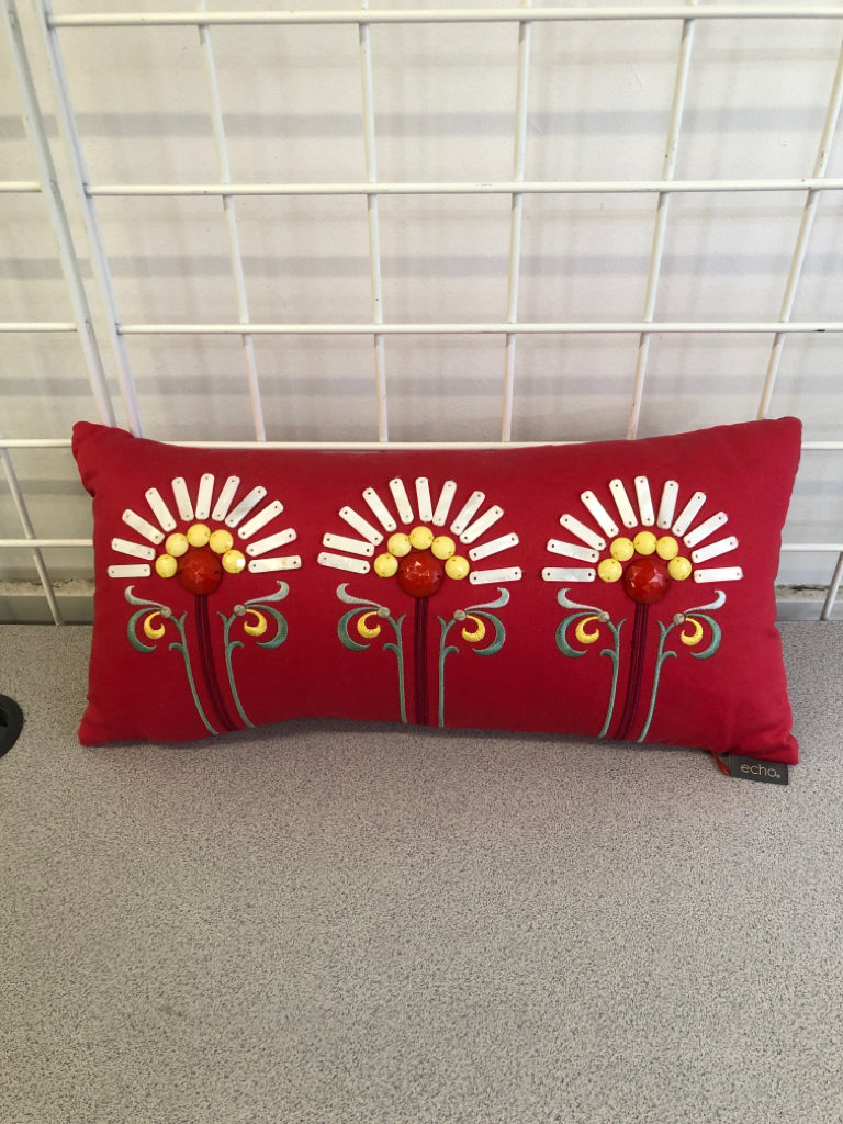 RED BEADED ACCENT PILLOW ECHO.