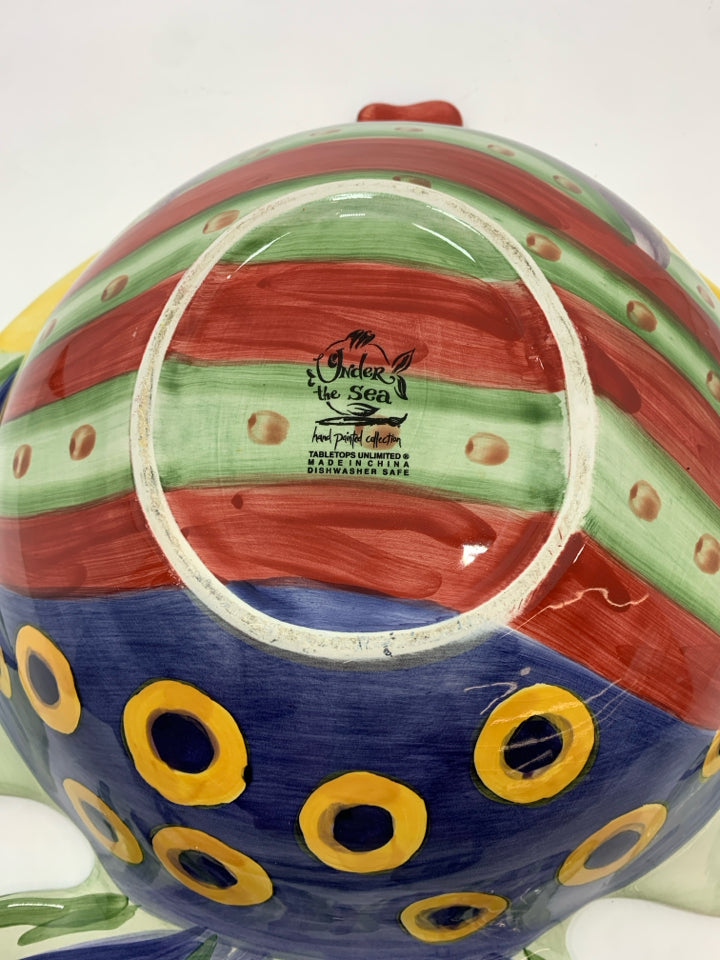 FISH PAINTED CENTERPIECE BOWL.