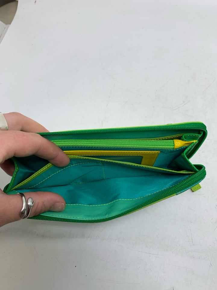 Large Multi-colored Greens Full Zip Leather My Walit