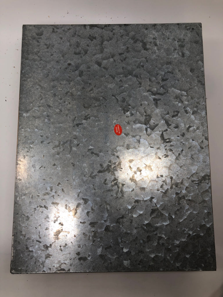 RECTANGLE METAL TRAY W/BRONZE PAINTED SIDES.