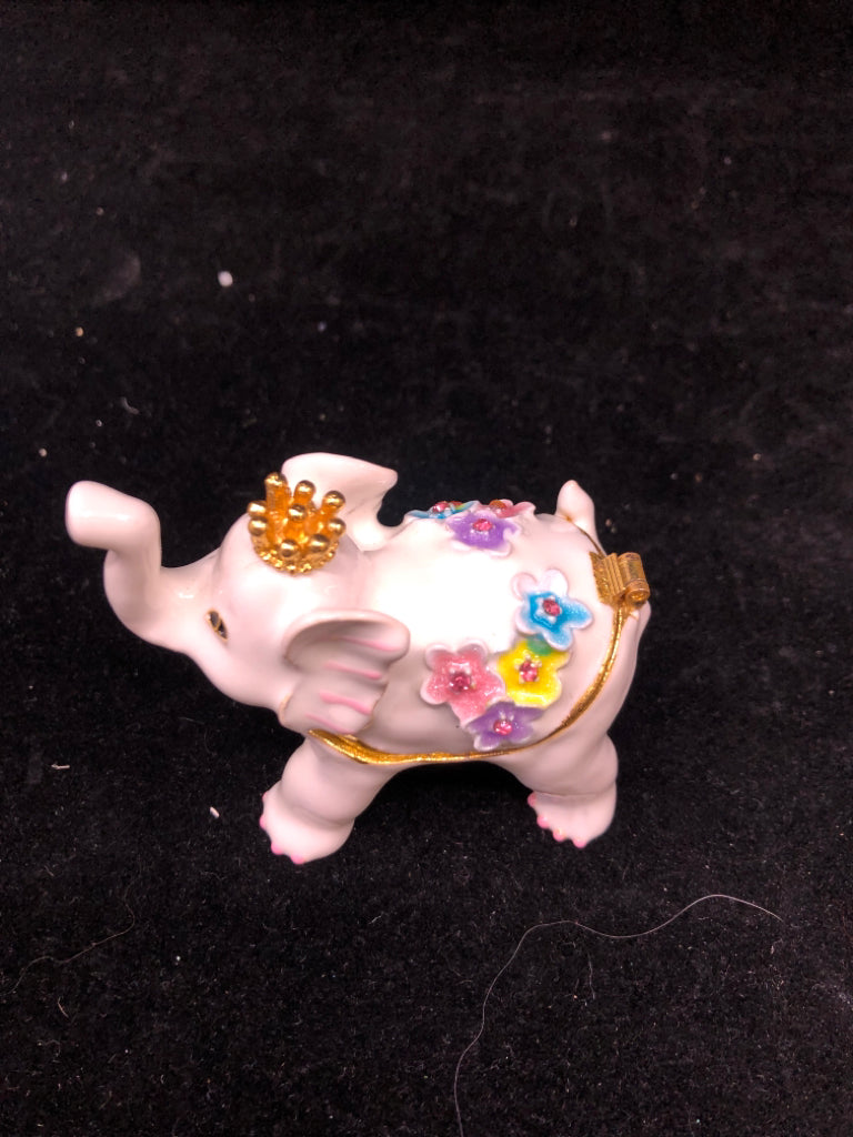ELEPHANT W CROWN TRINKET BOX.