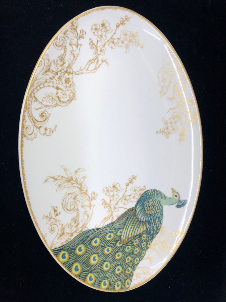 OVAL PEACOCK PLATTER.