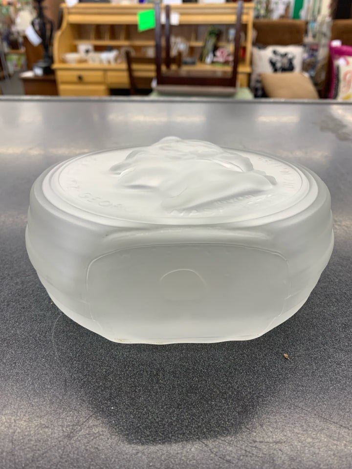 VTG CLEAR FROSTED GLASS PRESIDENTIAL EMPTY BOTTLE- WASHINGTON.