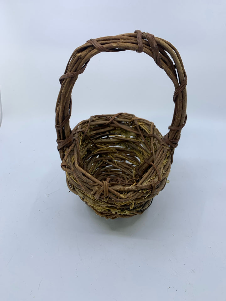RUSTIC STICK SMALL WOVEN BASKET.