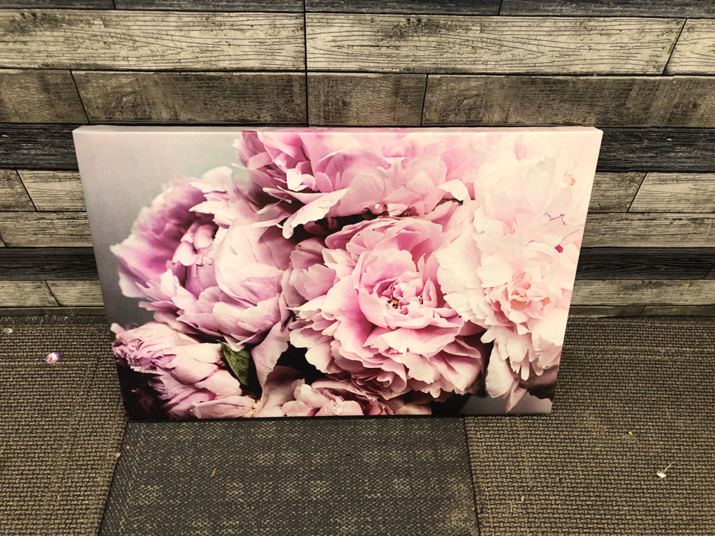 PINK FLORAL CANVAS WALL ART.