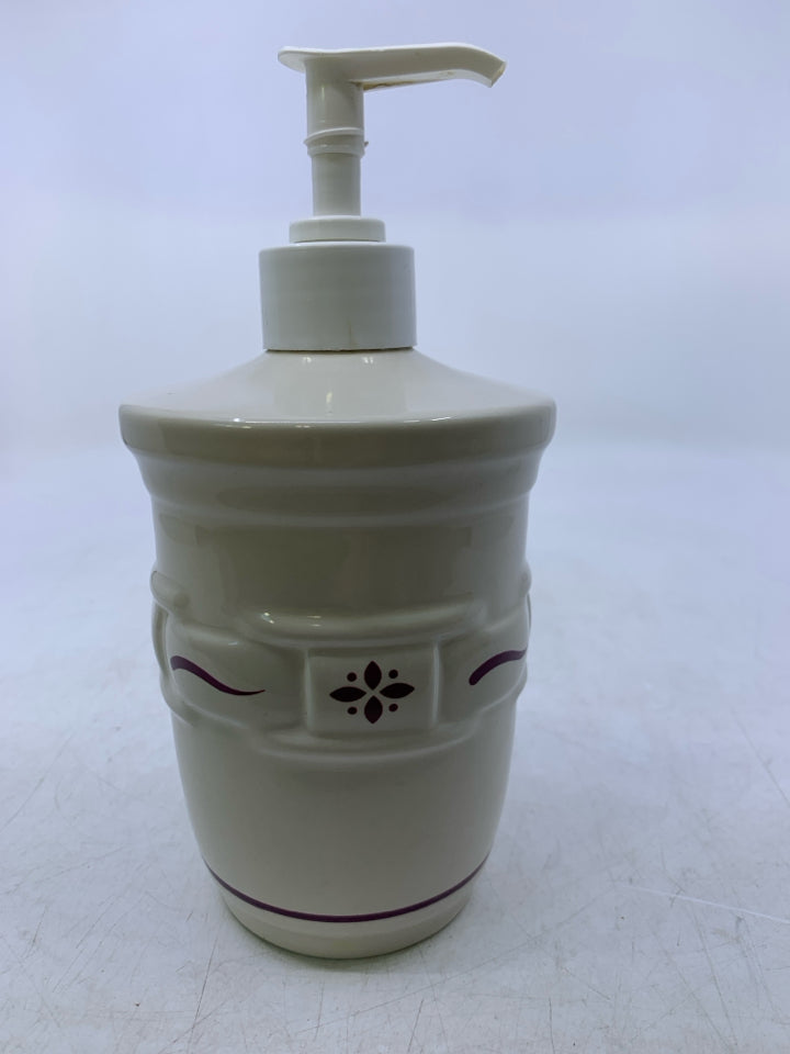 SOAP DISPENSER WOVEN TRADITIONS IVORY W/ RED.