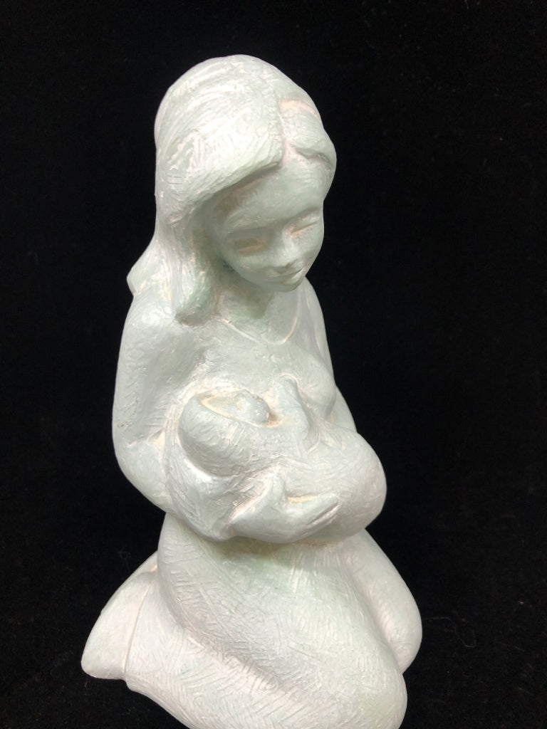 ISABEL BLOOM MOM & BABY BLUE CONCRETE FIGURINE.