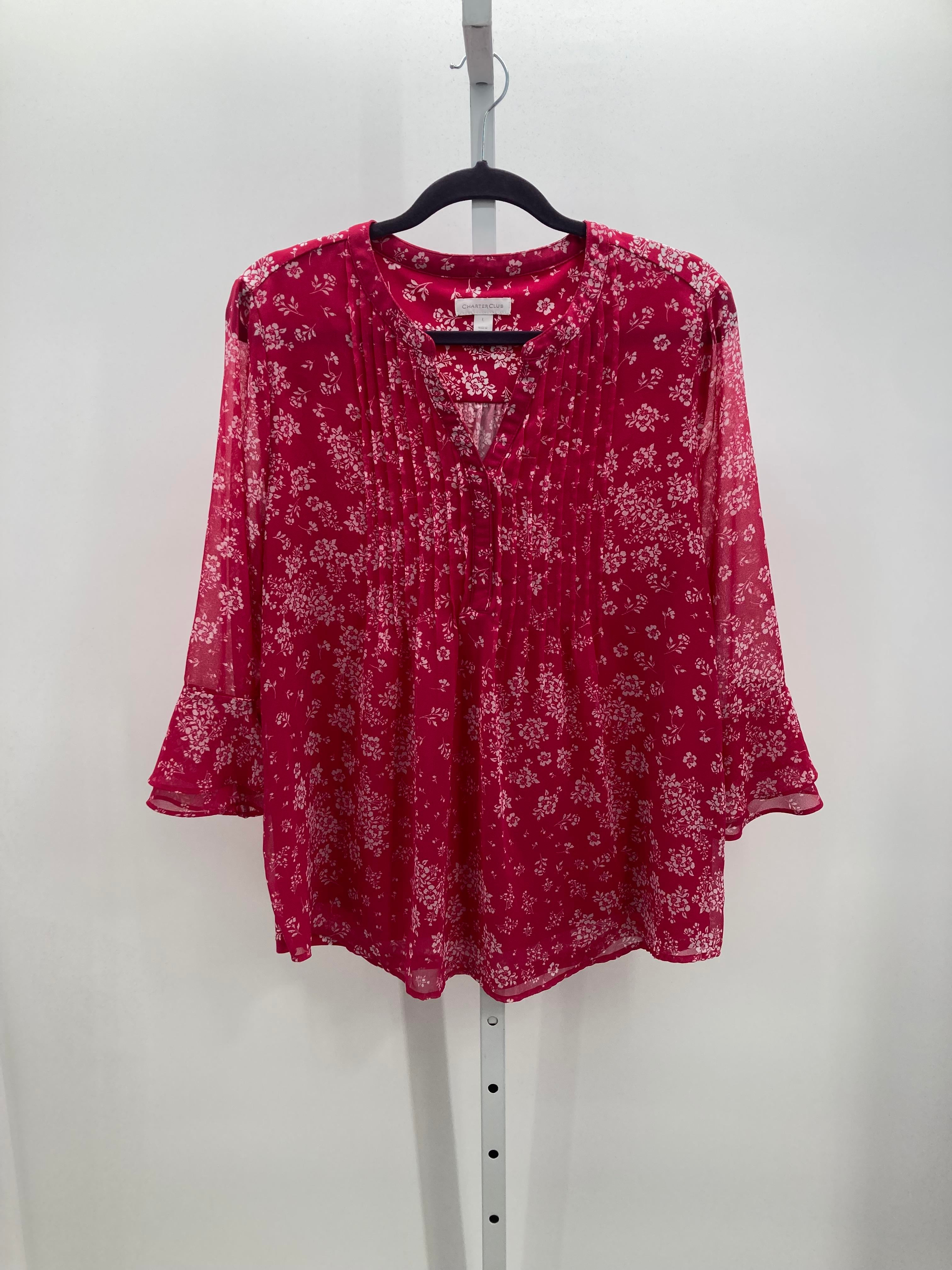 Charter Club Size Large Misses 3/4 Sleeve Shirt